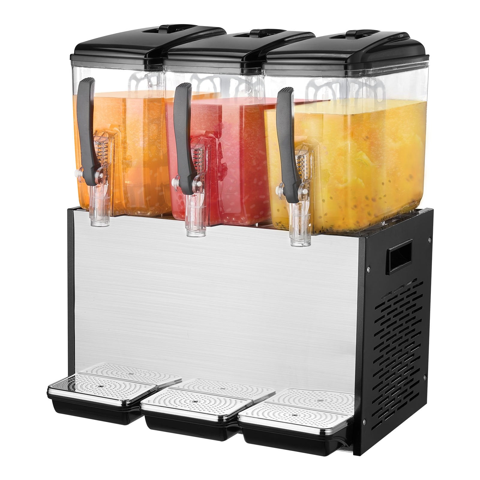 Drinkware: VEVOR Commercial Beverage Dispenser, 3 Tanks 12 L Per Tank Juice Dispenser, 370W Stainless Steel Ice Tea Drink Machine with 7℃-12℃ Cooling Temperature, for Cold Drink Restaurant Bar Party