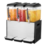Drinkware: VEVOR Commercial Beverage Dispenser, 3 Tanks 12 L Per Tank Juice Dispenser, 370W Stainless Steel Ice Tea Drink Machine with 7℃-12℃ Cooling Temperature, for Cold Drink Restaurant Bar Party