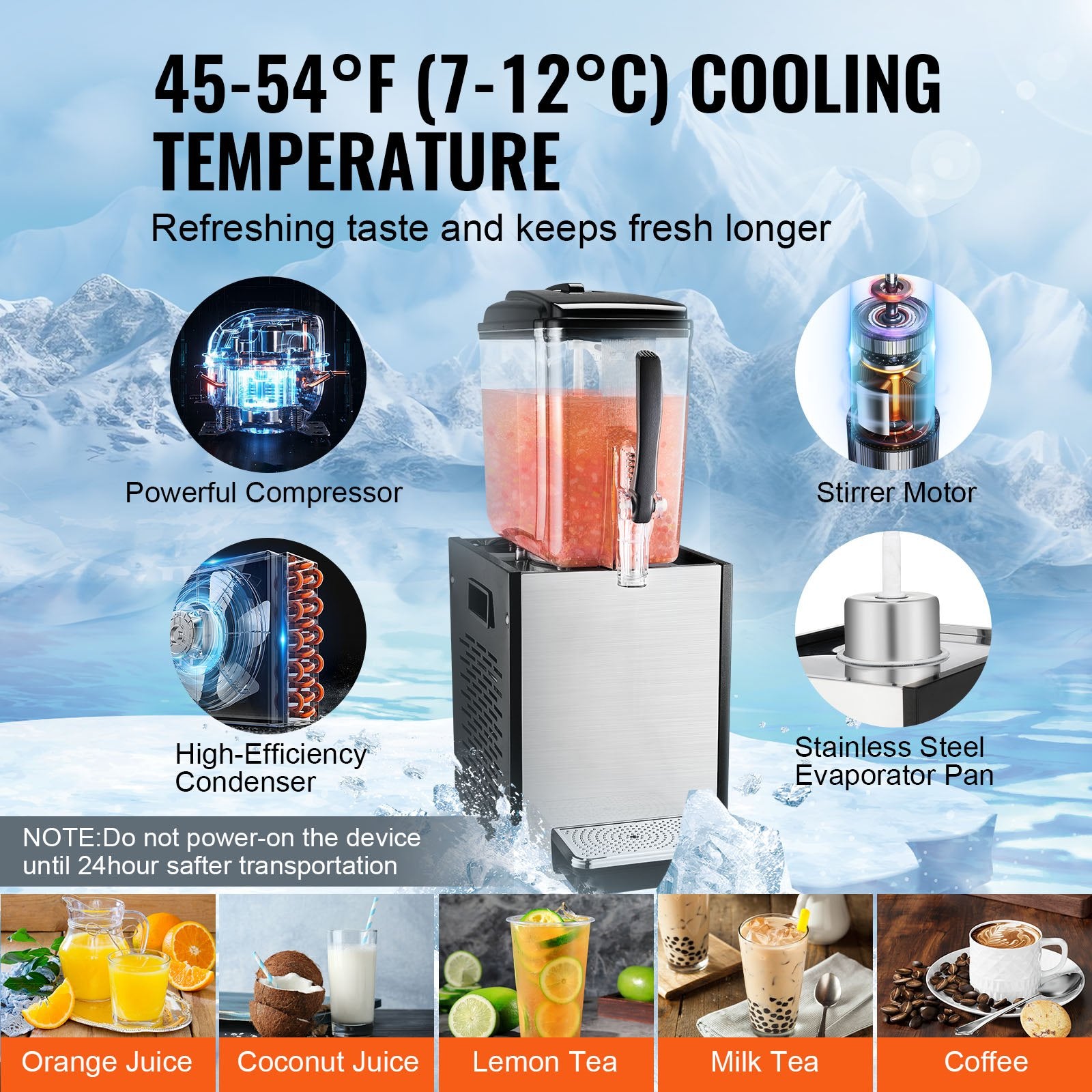 Drinkware: VEVOR Commercial Beverage Dispenser 12L Cold Juice Ice Drink Dispenser for Party
