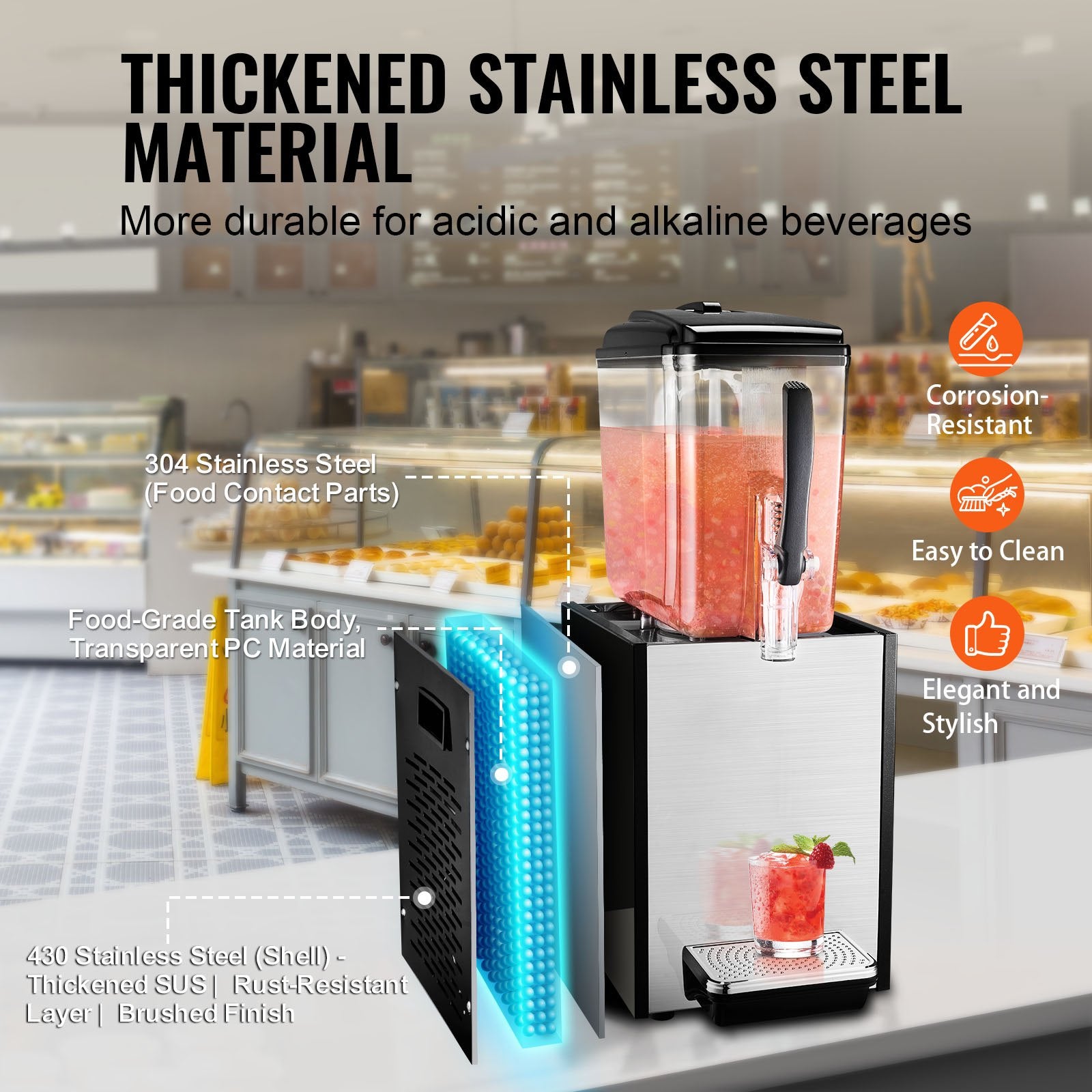 Drinkware: VEVOR Commercial Beverage Dispenser 12L Cold Juice Ice Drink Dispenser for Party