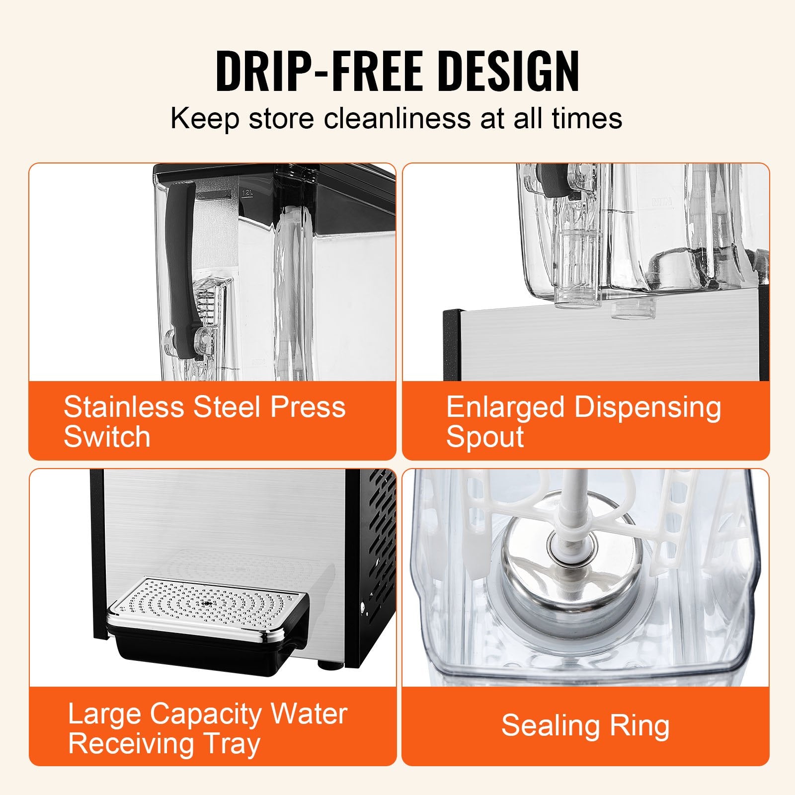 Drinkware: VEVOR Commercial Beverage Dispenser 12L Cold Juice Ice Drink Dispenser for Party