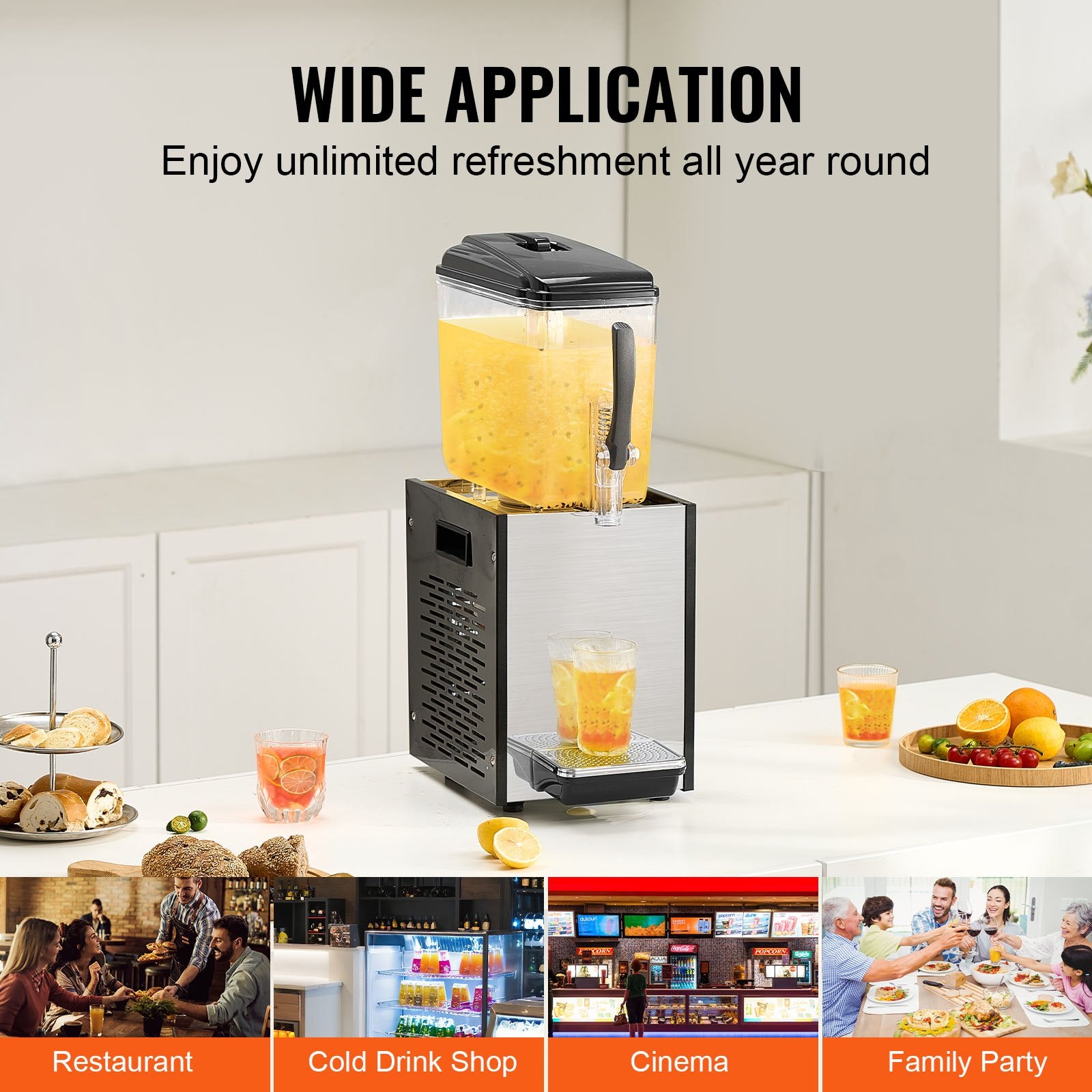 Drinkware: VEVOR Commercial Beverage Dispenser 12L Cold Juice Ice Drink Dispenser for Party