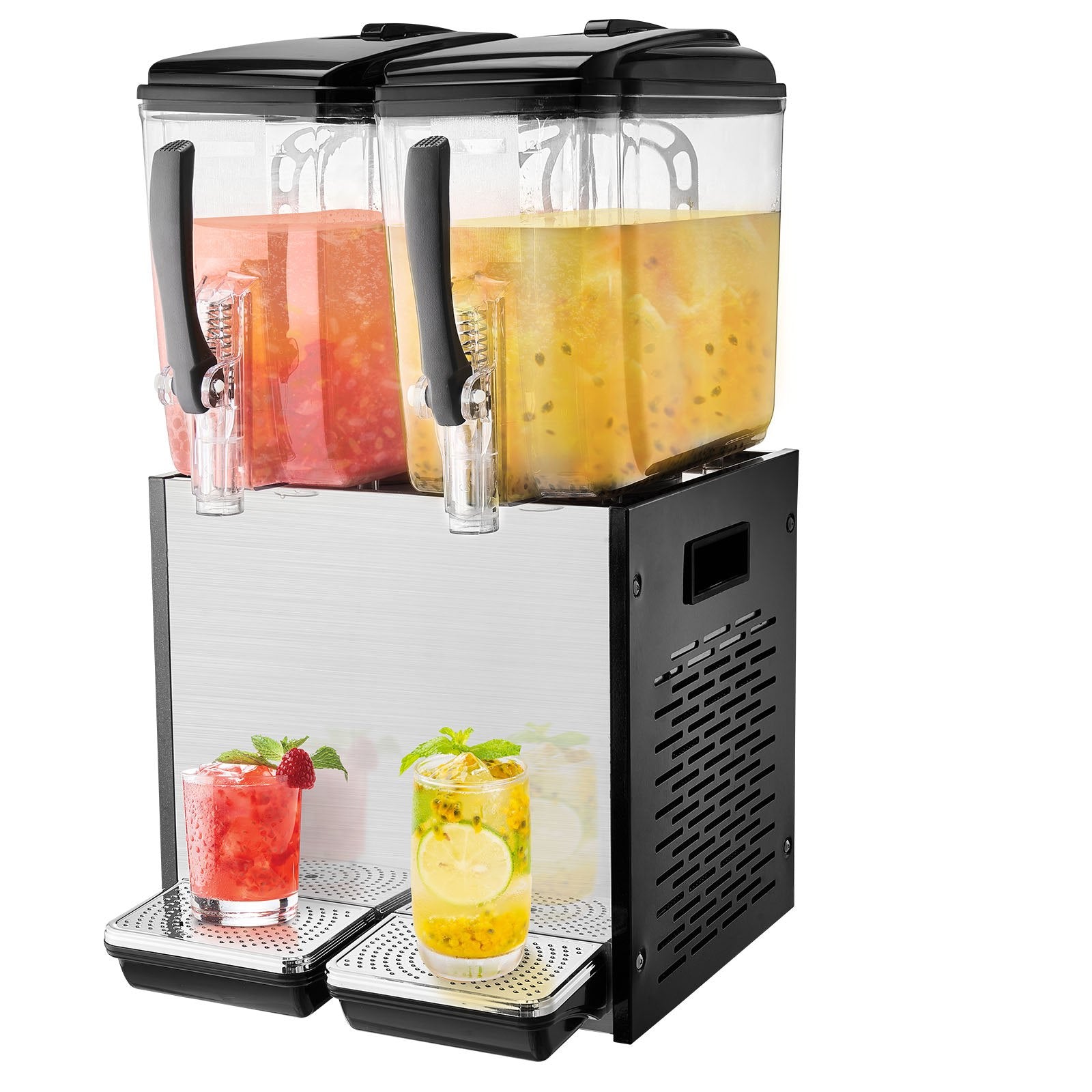 Drinkware: VEVOR Commercial Beverage Dispenser, 2 Tanks 12 L Per Tank Juice Dispenser, 286W Stainless Steel Ice Tea Drink Machine with 7℃-12℃ Cooling Temperature, for Cold Drink Restaurant Bar Party
