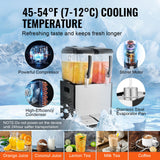 Drinkware: VEVOR Commercial Beverage Dispenser, 2 Tanks 12 L Per Tank Juice Dispenser, 286W Stainless Steel Ice Tea Drink Machine with 7℃-12℃ Cooling Temperature, for Cold Drink Restaurant Bar Party