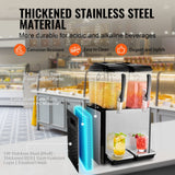 Drinkware: VEVOR Commercial Beverage Dispenser, 2 Tanks 12 L Per Tank Juice Dispenser, 286W Stainless Steel Ice Tea Drink Machine with 7℃-12℃ Cooling Temperature, for Cold Drink Restaurant Bar Party