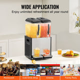 Drinkware: VEVOR Commercial Beverage Dispenser, 2 Tanks 12 L Per Tank Juice Dispenser, 286W Stainless Steel Ice Tea Drink Machine with 7℃-12℃ Cooling Temperature, for Cold Drink Restaurant Bar Party