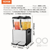 Drinkware: VEVOR Commercial Beverage Dispenser, 2 Tanks 12 L Per Tank Juice Dispenser, 286W Stainless Steel Ice Tea Drink Machine with 7℃-12℃ Cooling Temperature, for Cold Drink Restaurant Bar Party