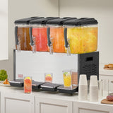 Drinkware: VEVOR Commercial Beverage Dispenser, 4 Tanks 12 L Per Tank Juice Dispenser, 510W Stainless Steel Ice Tea Drink Machine with 7℃-12℃ Cooling Temperature, for Cold Drink Restaurant Bar Party