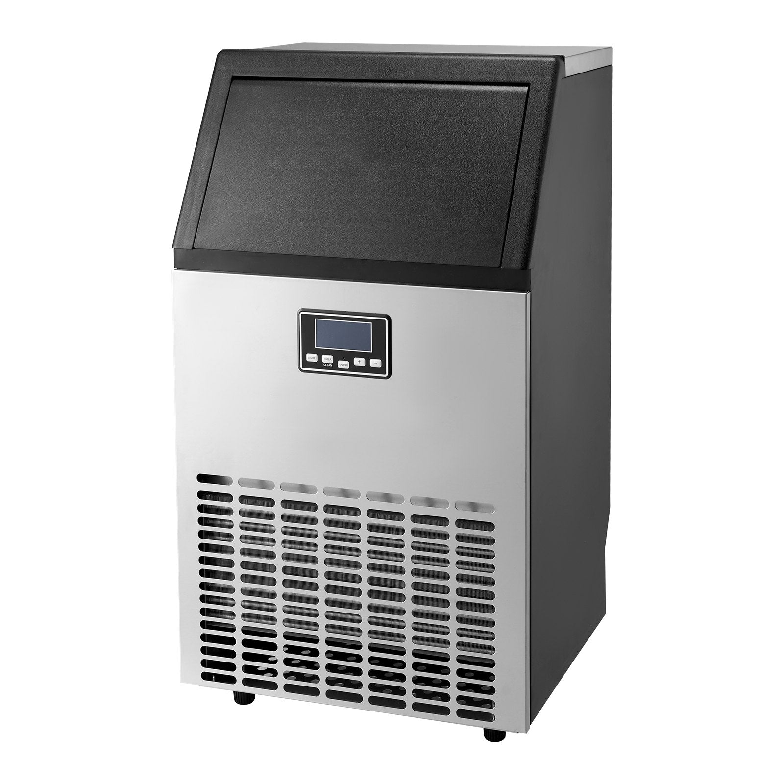 Food Storage: VEVOR Commercial Ice Maker Machine, 100lbs/24H Ice Maker Machine with 33lbs Storage Capacity, 45 Ice Cubes in 15 Minutes, LED Digital Display Freestanding Self-Cleaning for Bar Office Restaurant