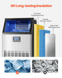 Food Storage: VEVOR Commercial Ice Maker Machine, 100lbs/24H Ice Maker Machine with 33lbs Storage Capacity, 45 Ice Cubes in 15 Minutes, LED Digital Display Freestanding Self-Cleaning for Bar Office Restaurant