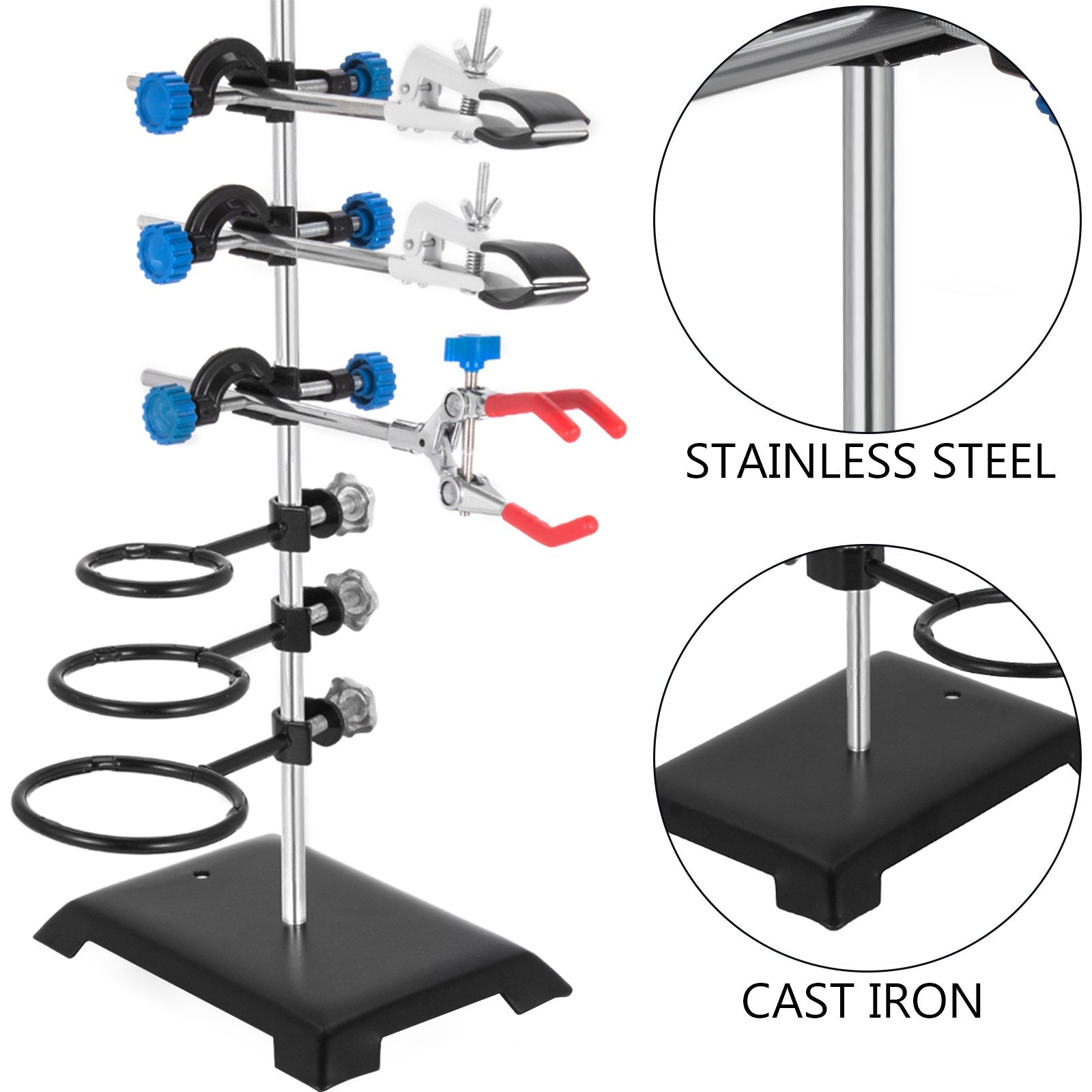 Speaker Accessories: VEVOR Laboratory Grade Metalware Set - Support Stand Premium Iron Material Laboratory Stand Support Lab Clamp Flask Clamp Condenser Stand 60cm