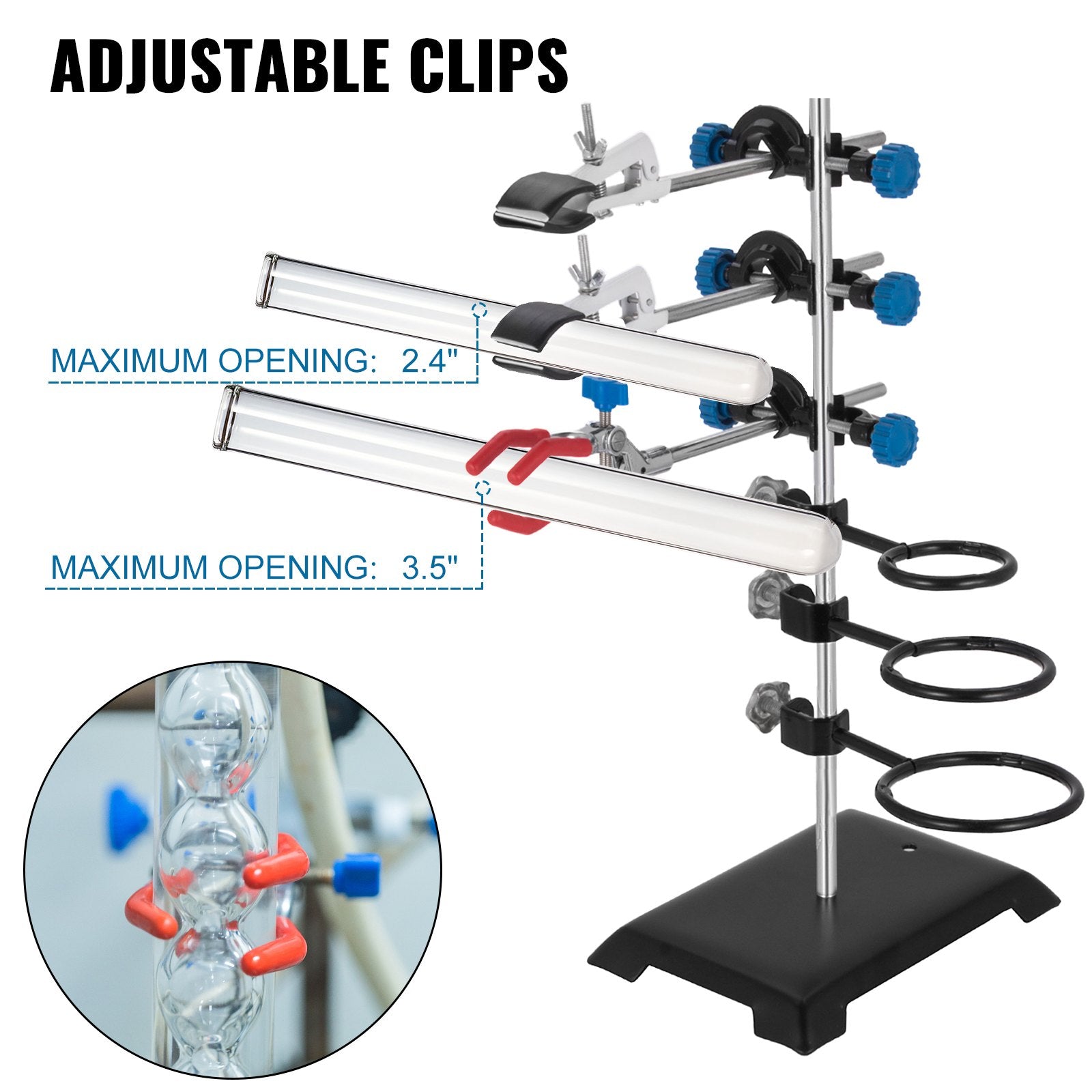Speaker Accessories: VEVOR Laboratory Grade Metalware Set - Support Stand Premium Iron Material Laboratory Stand Support Lab Clamp Flask Clamp Condenser Stand 60cm