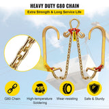 Automotive Repair & Speciality Tools: VEVOR V Bridle Chain, 5/16 in x 2 ft Bridle Tow Chain, Grade 80 V-Bridle Transport Chain, 9260 Lbs Break Strength with TJ Hooks and Crab Hooks, Heavy Duty Pear Link Connector and Chain Shorteners