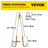 Automotive Repair & Speciality Tools: VEVOR V Bridle Chain, 5/16 in x 2 ft Bridle Tow Chain, Grade 80 V-Bridle Transport Chain, 9260 Lbs Break Strength with TJ Hooks and Crab Hooks, Heavy Duty Pear Link Connector and Chain Shorteners