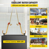 Automotive Repair & Speciality Tools: VEVOR V Bridle Chain, 5/16 in x 2 ft Tow Chain Bridle, Grade 80 V-Bridle Transport Chain, 9260 Lbs Break Strength with TJ Hooks & Grab Hooks, Heavy Duty Pear Link Connector and Chain Shorteners