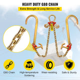 Automotive Repair & Speciality Tools: VEVOR V Bridle Chain, 5/16 in x 2 ft Tow Chain Bridle, Grade 80 V-Bridle Transport Chain, 9260 Lbs Break Strength with TJ Hooks & Grab Hooks, Heavy Duty Pear Link Connector and Chain Shorteners