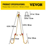Automotive Repair & Speciality Tools: VEVOR V Bridle Chain, 5/16 in x 2 ft Tow Chain Bridle, Grade 80 V-Bridle Transport Chain, 9260 Lbs Break Strength with TJ Hooks & Grab Hooks, Heavy Duty Pear Link Connector and Chain Shorteners