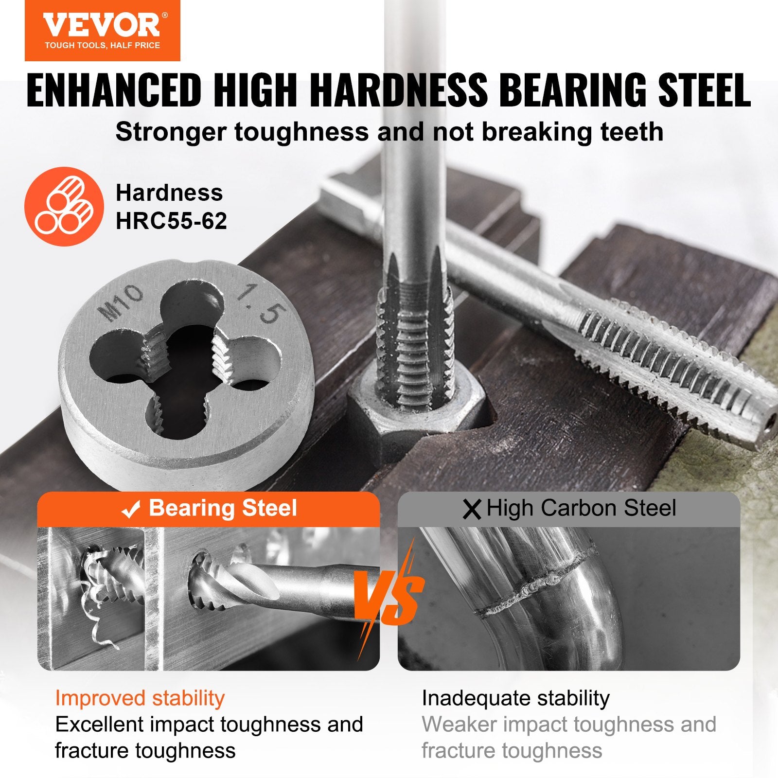 Hammers: VEVOR Tap and Die Set 110Pcs Metric Size M2 to M18 Bearing Steel Threading Tool