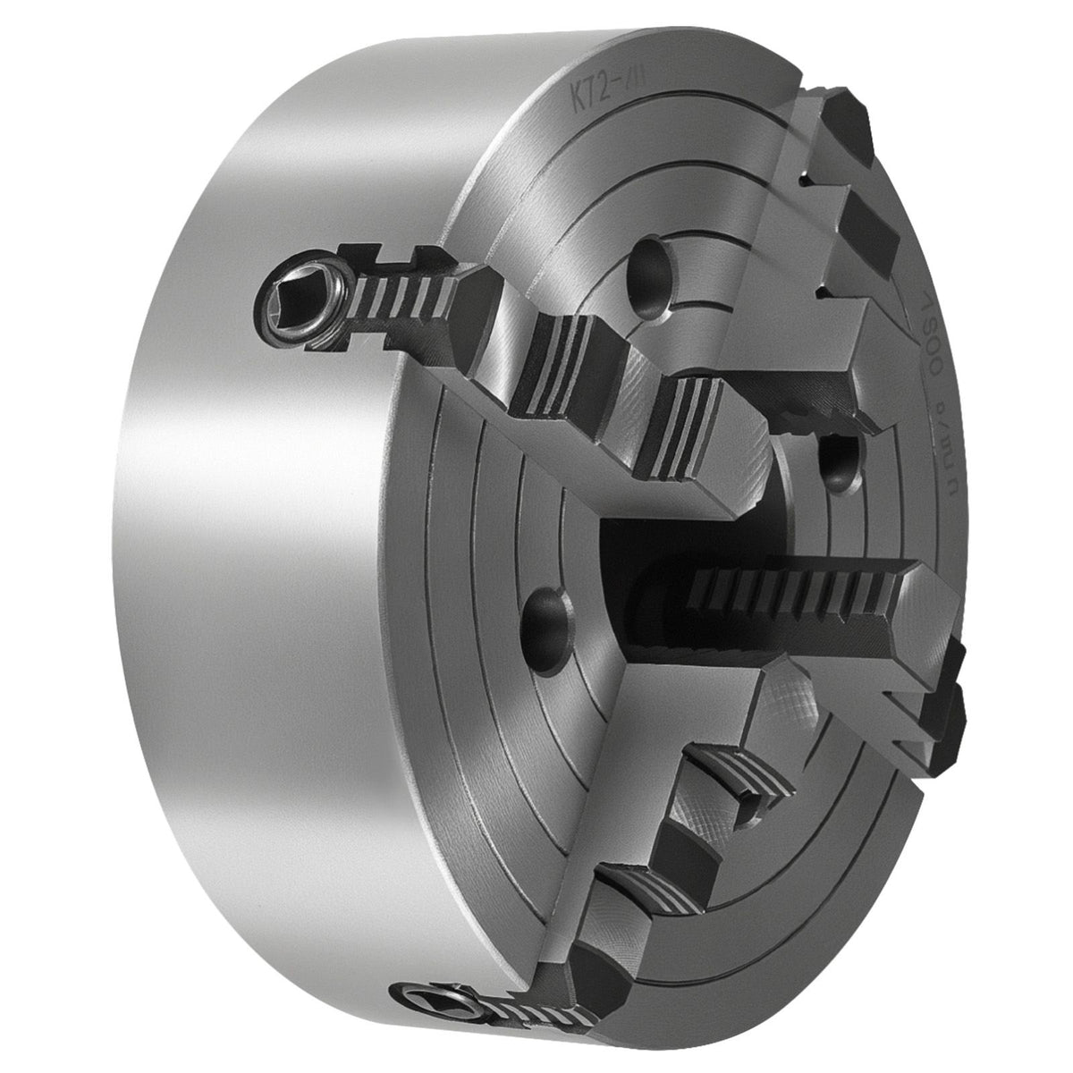 4-Jaw Lathe Chuck, 10 in (250 mm), Lathe Chuck, 0.6-9.84 in (15-250 mm) Clamping Range with T-key Fixing Screws Reversible Jaws, HT300 Cast Iron Material, Internal External for Wood Metal Lathe