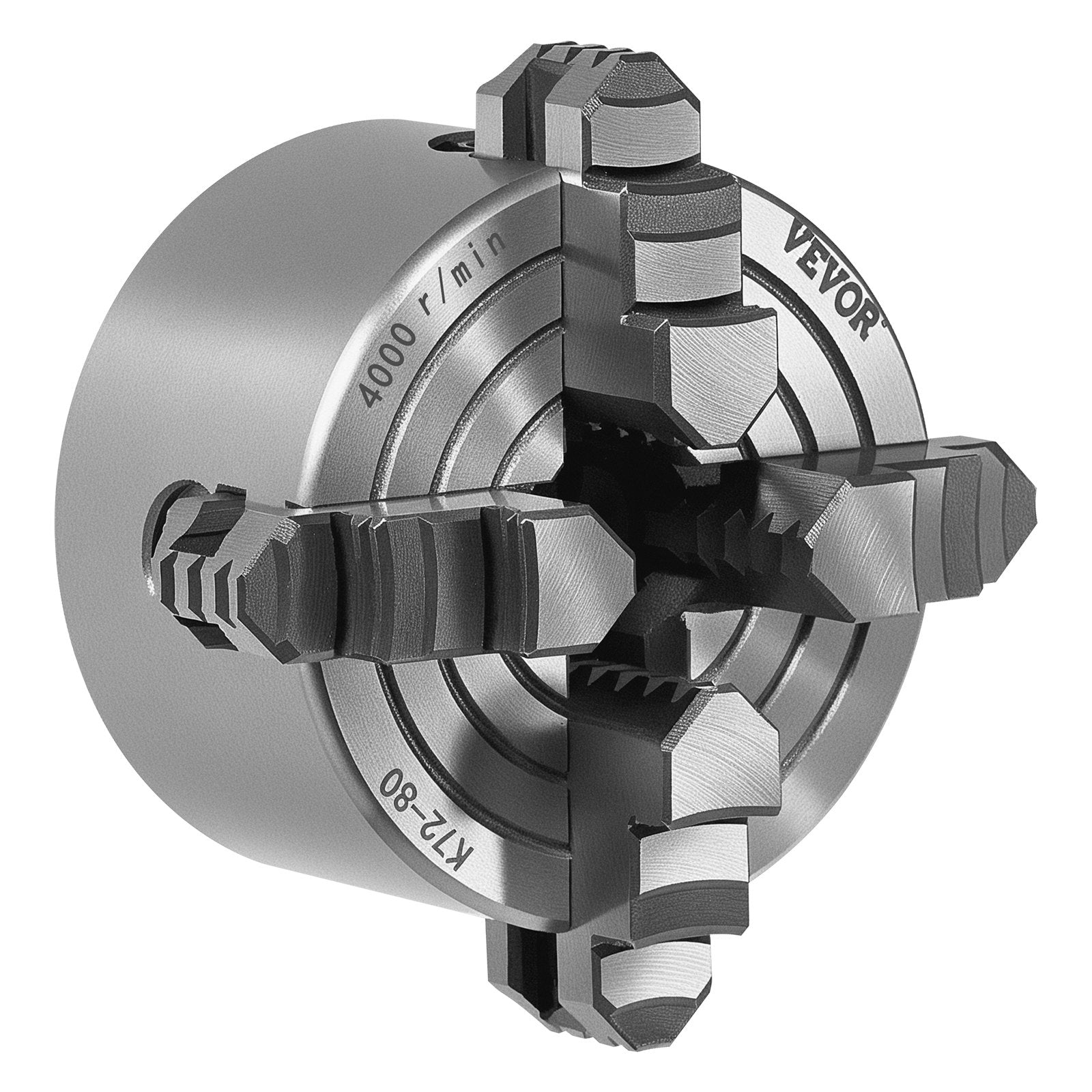 Drill & Screwdriver Accessories: VEVOR 4-Jaw Lathe Chuck, 3 Inch (80 mm), 4-Jaw Chuck, 0.1-3.15 in (5-80 mm) Clamping Range with T-key Fixing Screws Reversible Jaws, HT300 Material, Internal External for Wood Metal Lathe