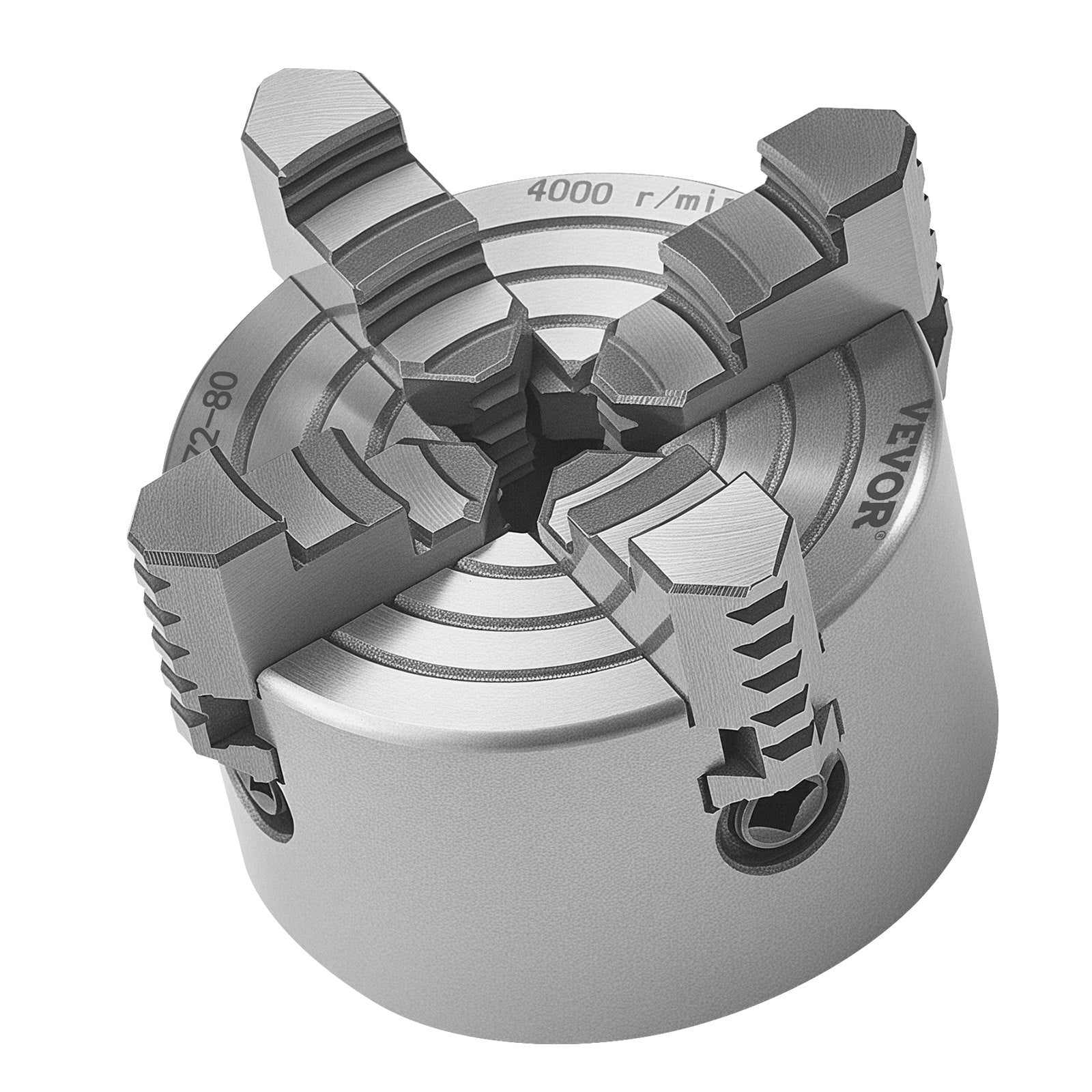 Drill & Screwdriver Accessories: VEVOR 4-Jaw Lathe Chuck, 3 Inch (80 mm), 4-Jaw Chuck, 0.1-3.15 in (5-80 mm) Clamping Range with T-key Fixing Screws Reversible Jaws, HT300 Material, Internal External for Wood Metal Lathe