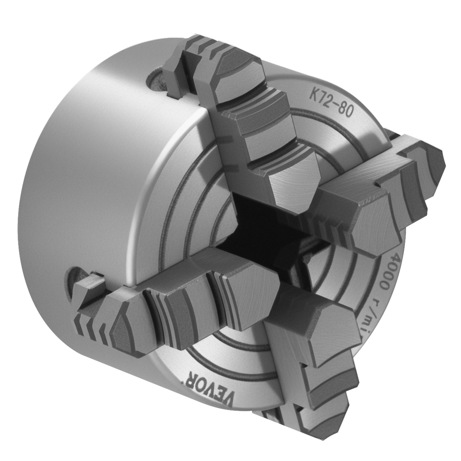 Drill & Screwdriver Accessories: VEVOR 4-Jaw Lathe Chuck, 3 Inch (80 mm), 4-Jaw Chuck, 0.1-3.15 in (5-80 mm) Clamping Range with T-key Fixing Screws Reversible Jaws, HT300 Material, Internal External for Wood Metal Lathe
