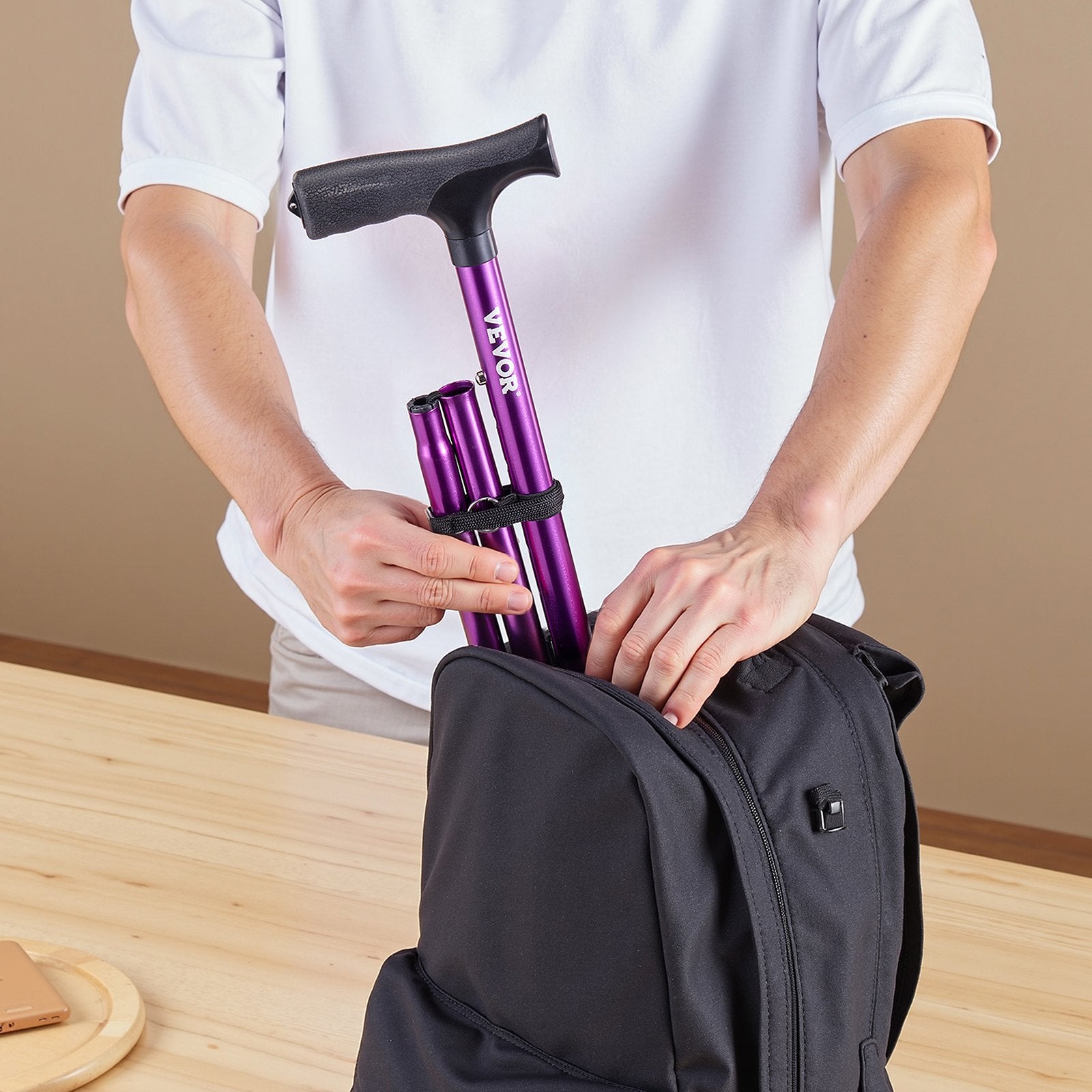 Gymnastics: VEVOR Walking Cane Folding Walking Stick 8-Level Height 4-Pronged Pivoting Base
