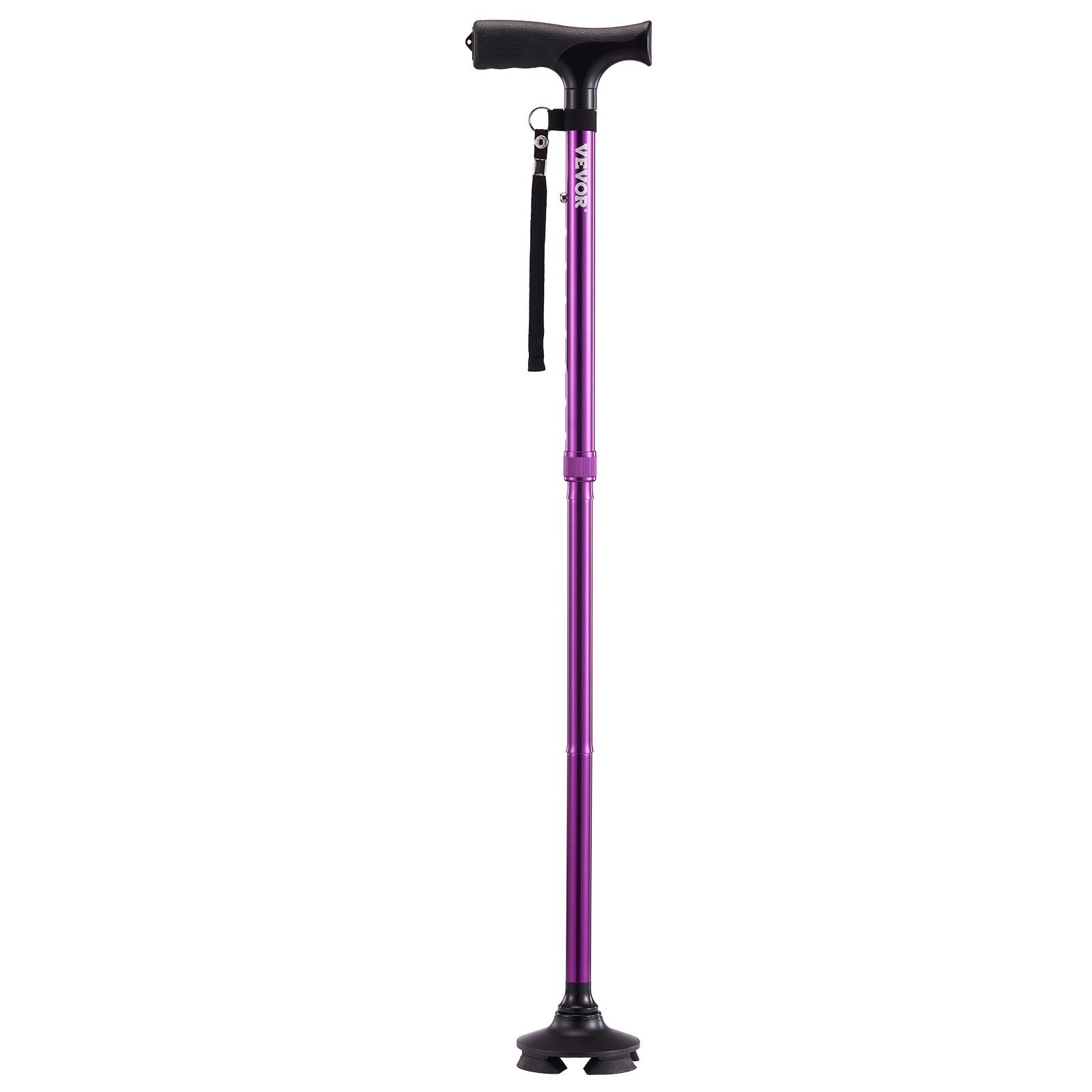 Gymnastics: VEVOR Walking Cane Folding Walking Stick 8-Level Height 4-Pronged Pivoting Base