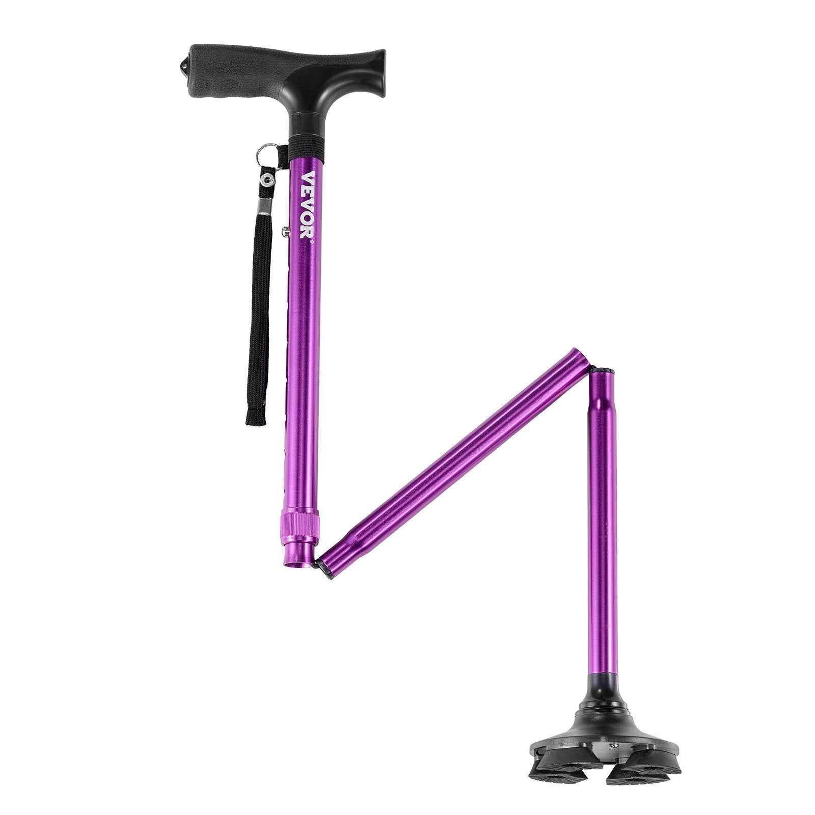 Gymnastics: VEVOR Walking Cane Folding Walking Stick 8-Level Height 4-Pronged Pivoting Base