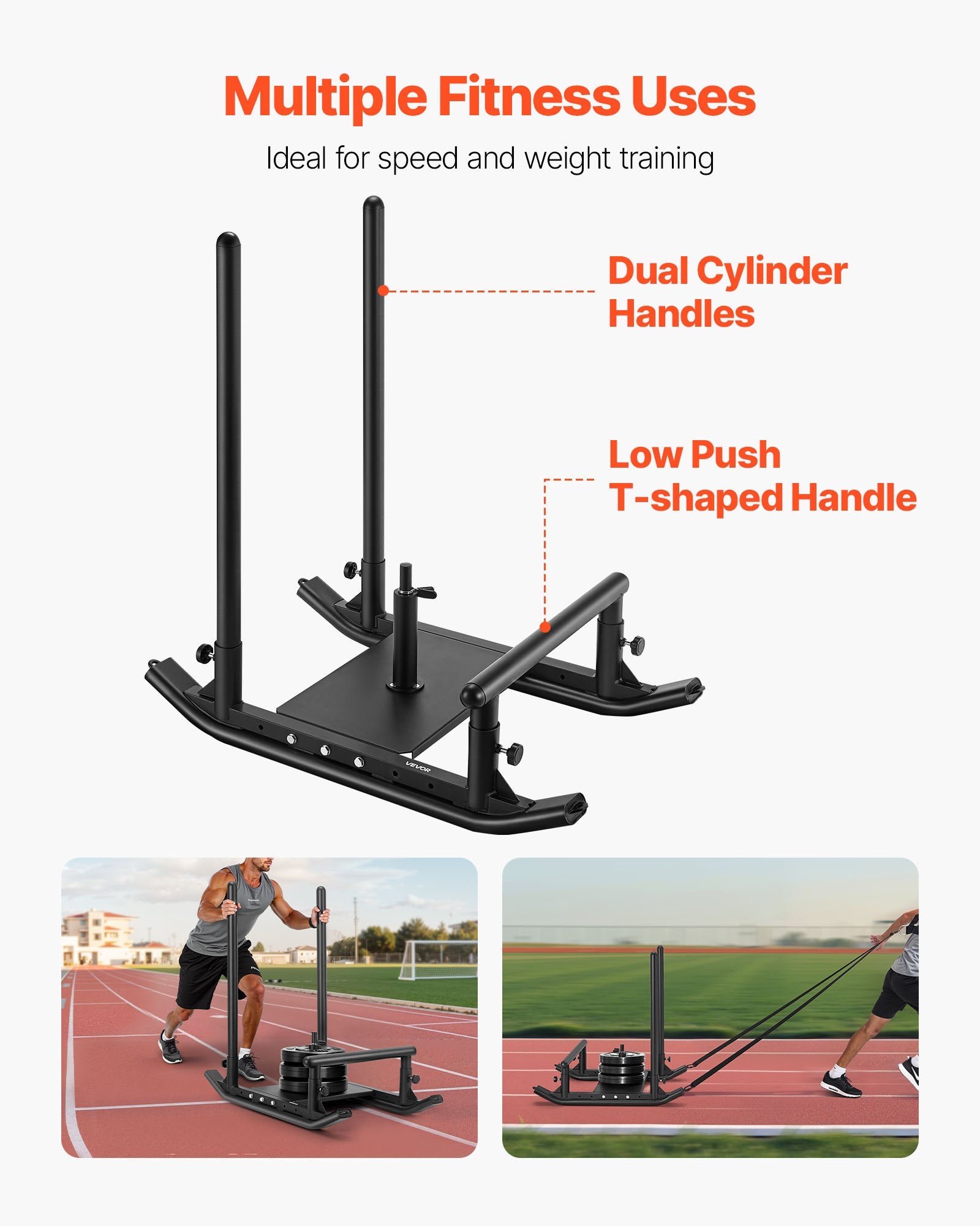 Mobility & Accessibility: VEVOR Weight Sled, Steel Power Sled, Fitness Strength Training Sleds for Athletic Exercise Speed Improvement, Workout Fitness Equipment with Handle, Compatible with 25/51 mm Weight Plates, Black