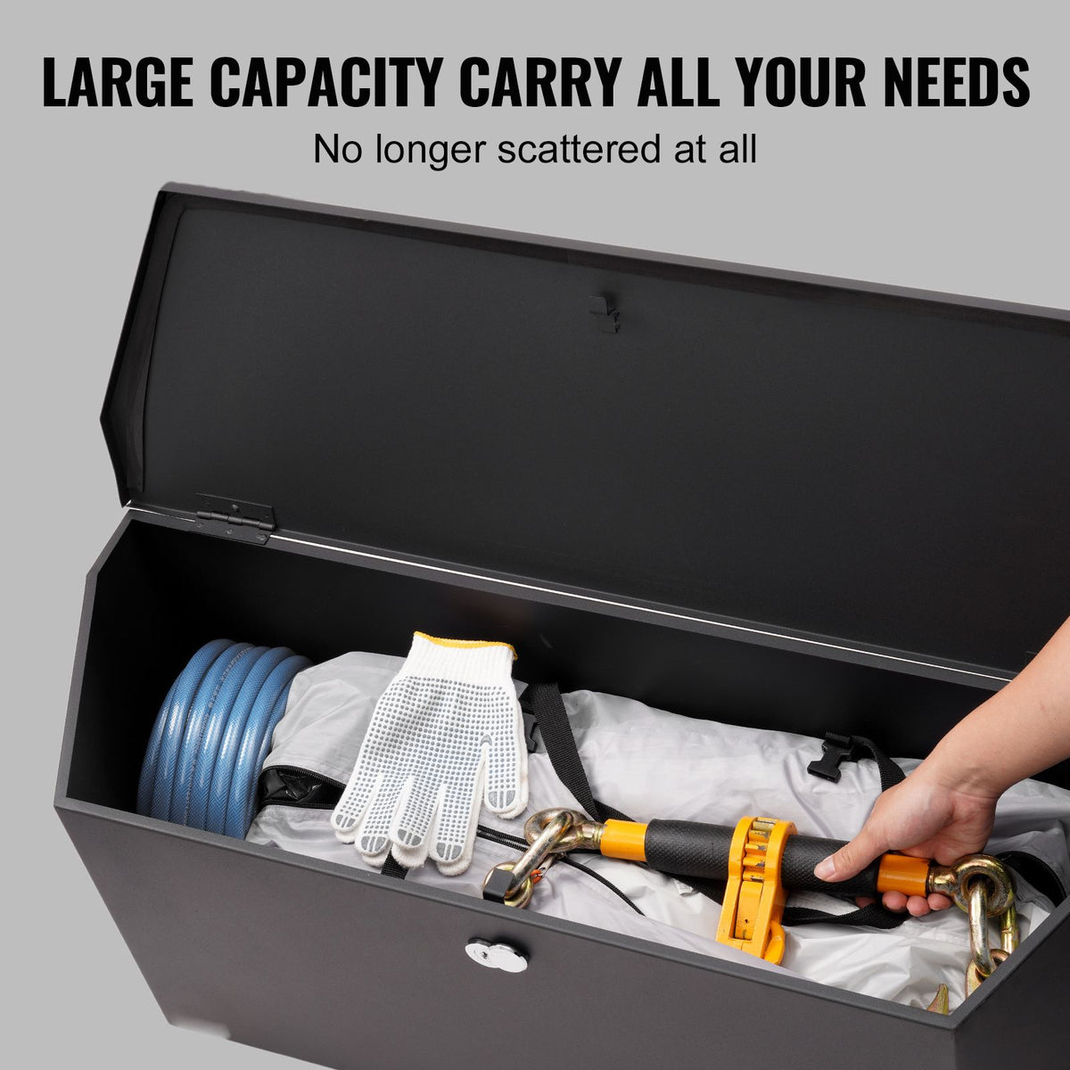 Trailer Tongue Box, Carbon Steel Tongue Box Tool Chest, Heavy Duty Trailer Box Storage with Lock and Keys, Utility Trailer Tongue Tool Box for Pickup Truck Bed, RV Trailer, 91.44cmx30.48 cmx30.4