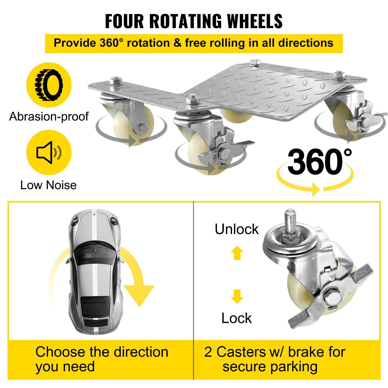 Utility Trolleys: VEVOR 2 Pcs Tire Wheel Dollies 12"X16" Platform Size Wheel Car Dolly 3" Caster Wheel Dolly for Vehicle Car Auto Repair (2 Pcs)
