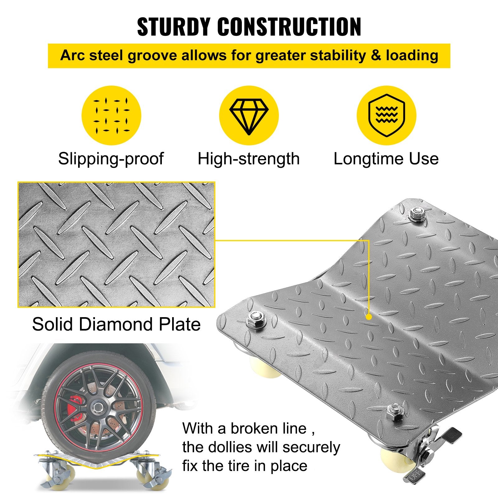 Utility Trolleys: VEVOR 2 Pcs Tire Wheel Dollies 12"X16" Platform Size Wheel Car Dolly 3" Caster Wheel Dolly for Vehicle Car Auto Repair (2 Pcs)