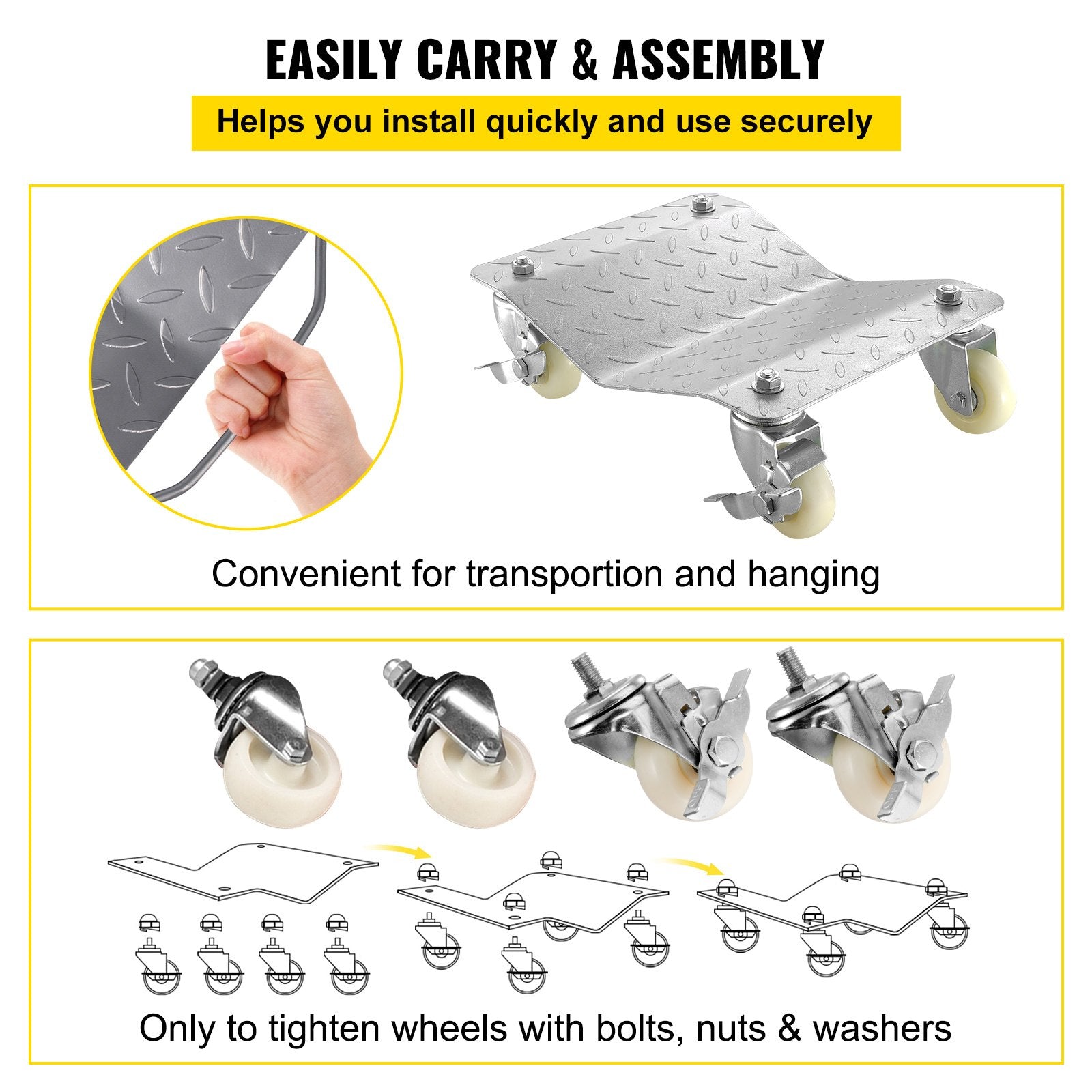 Utility Trolleys: VEVOR 2 Pcs Tire Wheel Dollies 12"X16" Platform Size Wheel Car Dolly 3" Caster Wheel Dolly for Vehicle Car Auto Repair (2 Pcs)
