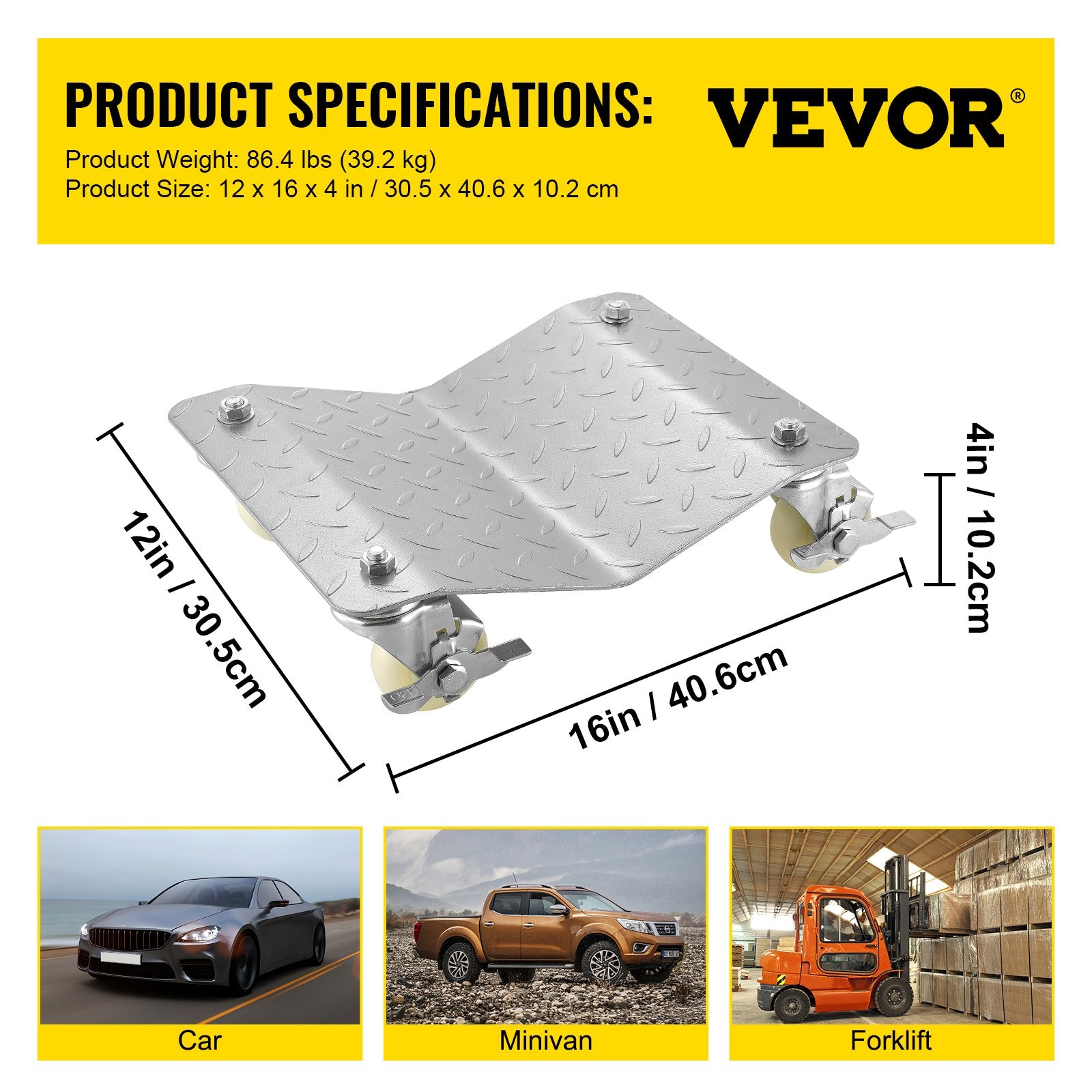 Utility Trolleys: VEVOR 2 Pcs Tire Wheel Dollies 12"X16" Platform Size Wheel Car Dolly 3" Caster Wheel Dolly for Vehicle Car Auto Repair (2 Pcs)