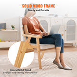 Outdoor Chairs: VEVOR Rattan Chair, Mid Century Modern Dining Chair with Armrest, Upholstered Chair with Rattan Back, Retro Rattan Dining Room Kitchen Chair for Living Room, Bedroom, Reading Room, and Office, Beige