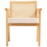 Outdoor Chairs: VEVOR Rattan Chair, Mid Century Modern Dining Chair with Armrest, Upholstered Chair with Rattan Back, Retro Rattan Dining Room Kitchen Chair for Living Room, Bedroom, Reading Room, and Office, Beige