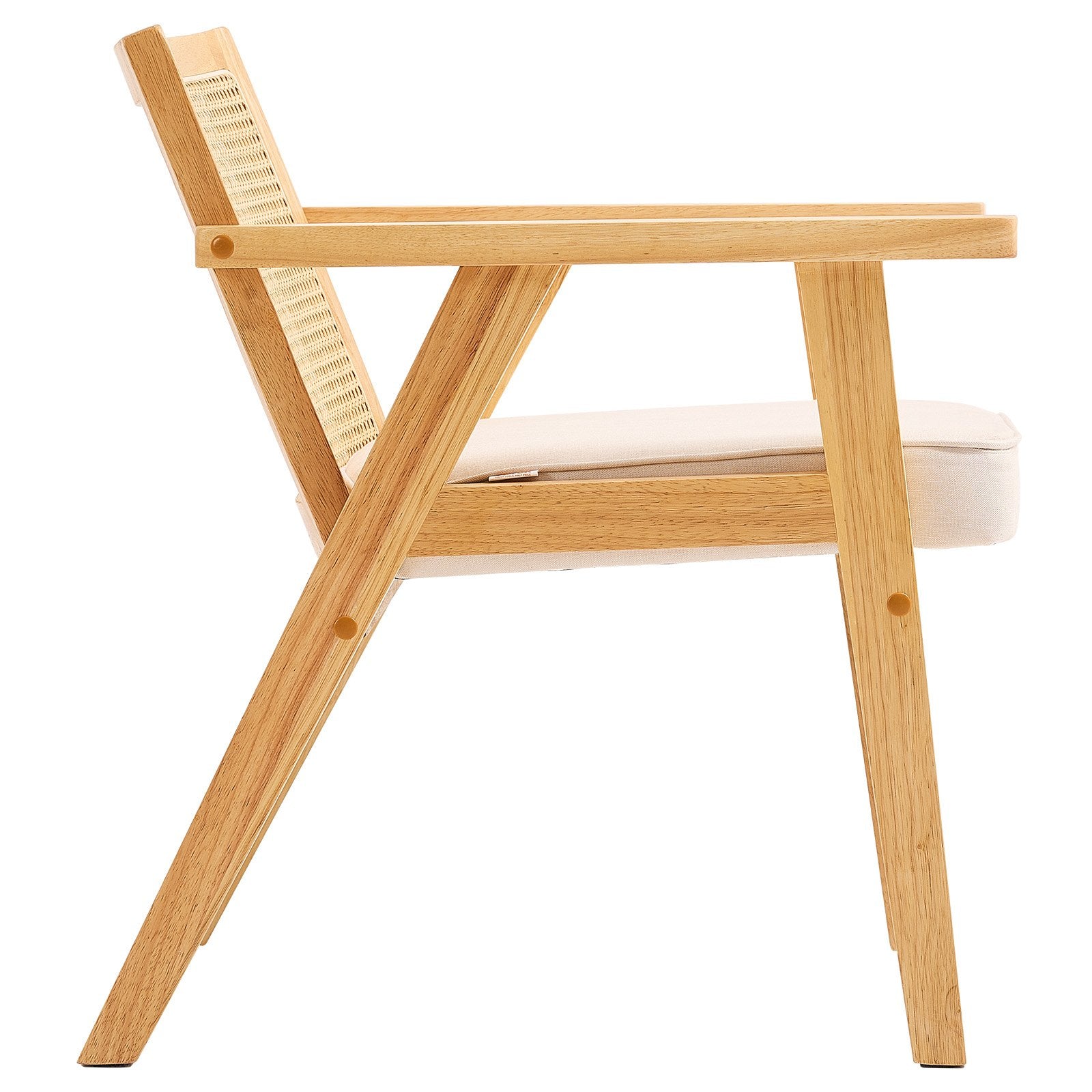 Outdoor Chairs: VEVOR Rattan Chair, Mid Century Modern Dining Chair with Armrest, Upholstered Chair with Rattan Back, Retro Rattan Dining Room Kitchen Chair for Living Room, Bedroom, Reading Room, and Office, Beige