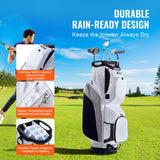 Golf Accessories: VEVOR Golf Cart Bag with 14 Way Organizer Divider Top, 36” 13 Pockets Premium Nylon Cart Bag, Durable Golf Bags with Handles & Dust Cover & Detachable Straps for Men & Women, White Color-Block