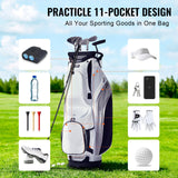 Golf Accessories: VEVOR Golf Cart Bag with 14 Way Organizer Divider Top, 36” 13 Pockets Premium Nylon Cart Bag, Durable Golf Bags with Handles & Dust Cover & Detachable Straps for Men & Women, White Color-Block