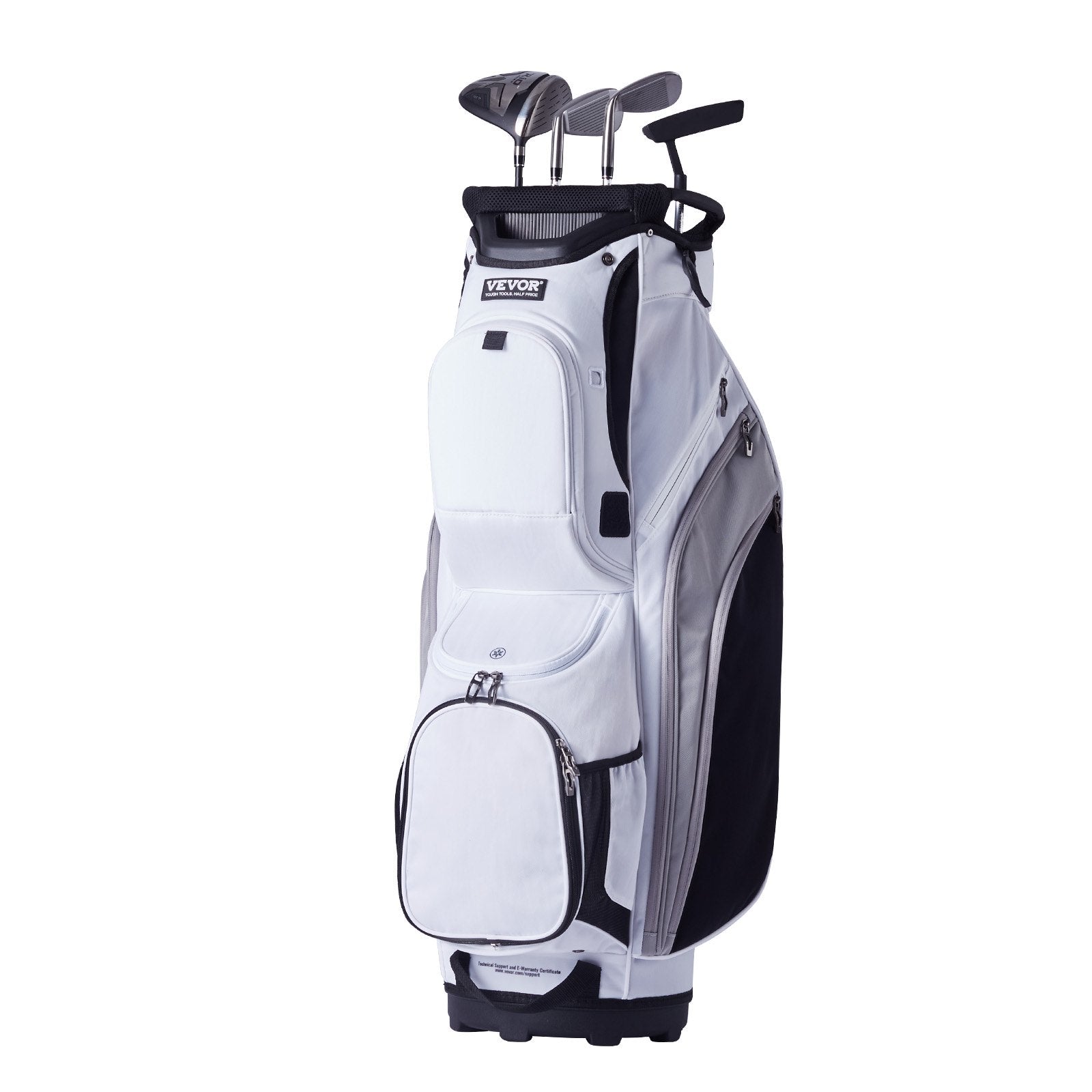 Golf Cart Bag with 14 Way Organizer Divider Top, 36” 13 Pockets Premium Nylon Cart Bag, Durable Golf Bags with Handles & Dust Cover & Detachable Straps for Men & Women, White Color-Block