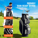 Golf Accessories: VEVOR Golf Cart Bag with 14 Way Organizer Divider Top, 13 Pockets Premium Cart Bag, Durable 600D Polyester Fabric Golf Bags with Handles & Dust Cover & Detachable Straps for Men & Women, Black Color-Block