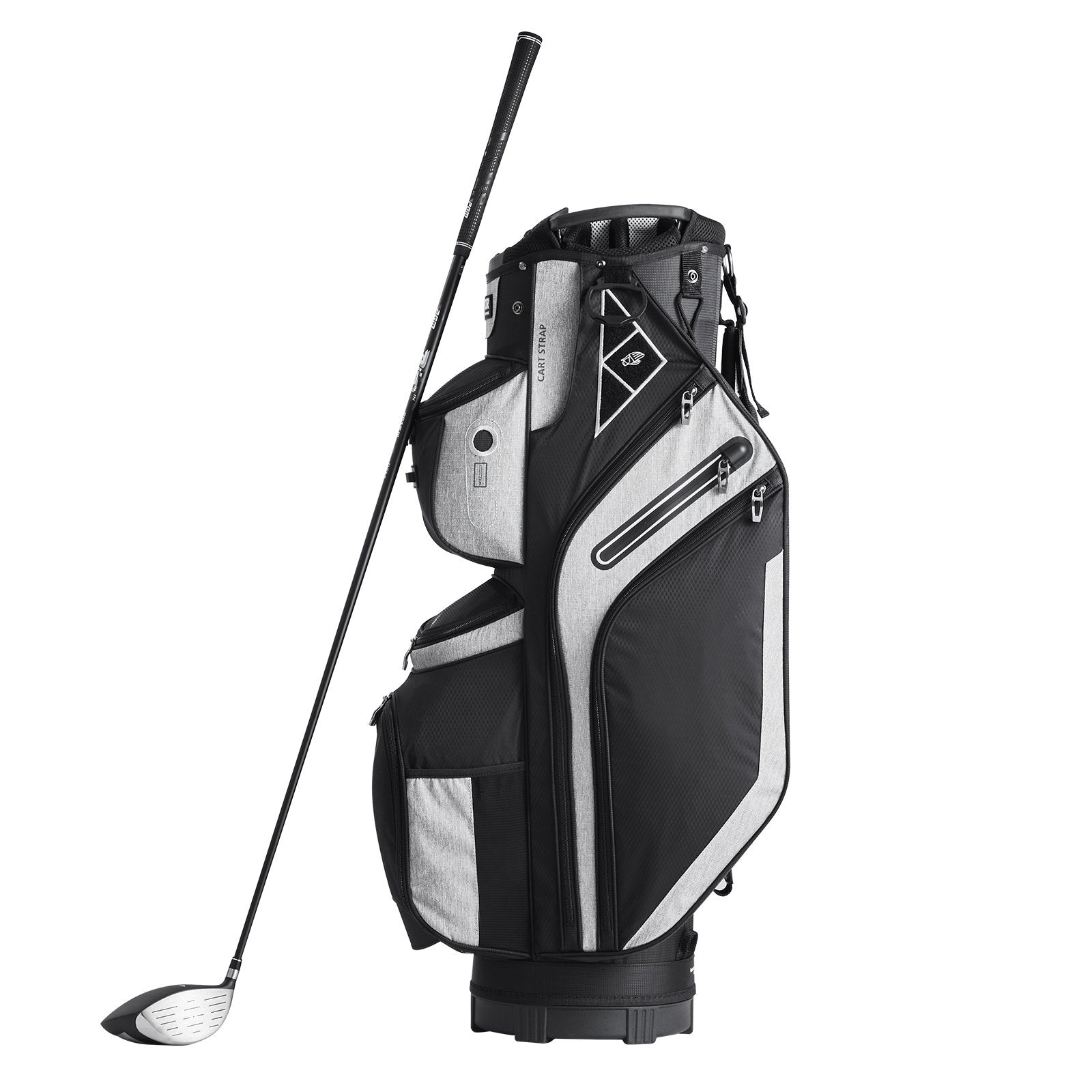 Golf Cart Bag with 14 Way Organizer Divider Top, 13 Pockets Premium Cart Bag, Durable 600D Polyester Fabric Golf Bags with Handles & Dust Cover & Detachable Straps for Men & Women, Black Color-Block