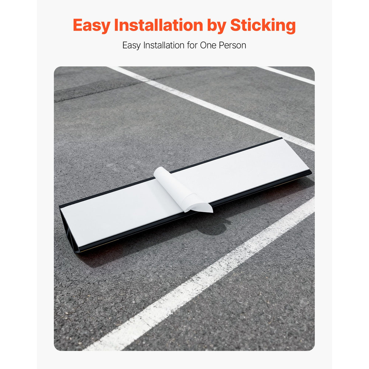 Parking Stopper, 406 mm 2 Pcs Heavy Duty Parking Aid for Garage, PP Curb Garage Floor Stopper with Reflective Strips, Vehicles Gadgets for Cars Vans Trucks Tire Wheel Guide Block Stops Bumpers