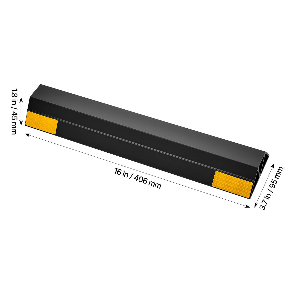 Parking Stopper, 406 mm 2 Pcs Heavy Duty Parking Aid for Garage, PP Curb Garage Floor Stopper with Reflective Strips, Vehicles Gadgets for Cars Vans Trucks Tire Wheel Guide Block Stops Bumpers