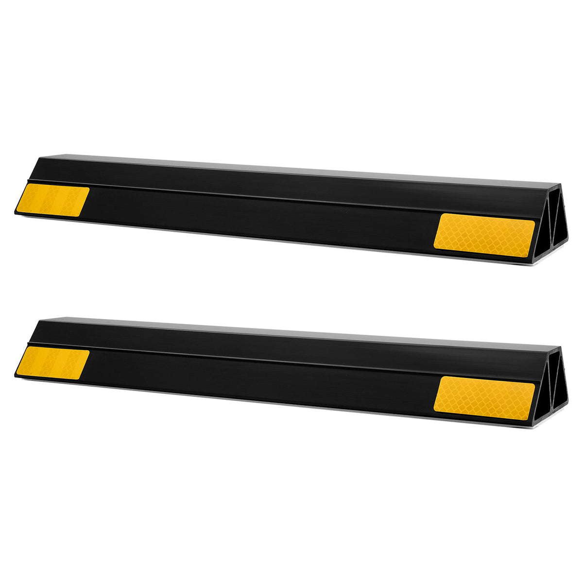 Parking Stopper, 406 mm 2 Pcs Heavy Duty Parking Aid for Garage, PP Curb Garage Floor Stopper with Reflective Strips, Vehicles Gadgets for Cars Vans Trucks Tire Wheel Guide Block Stops Bumpers