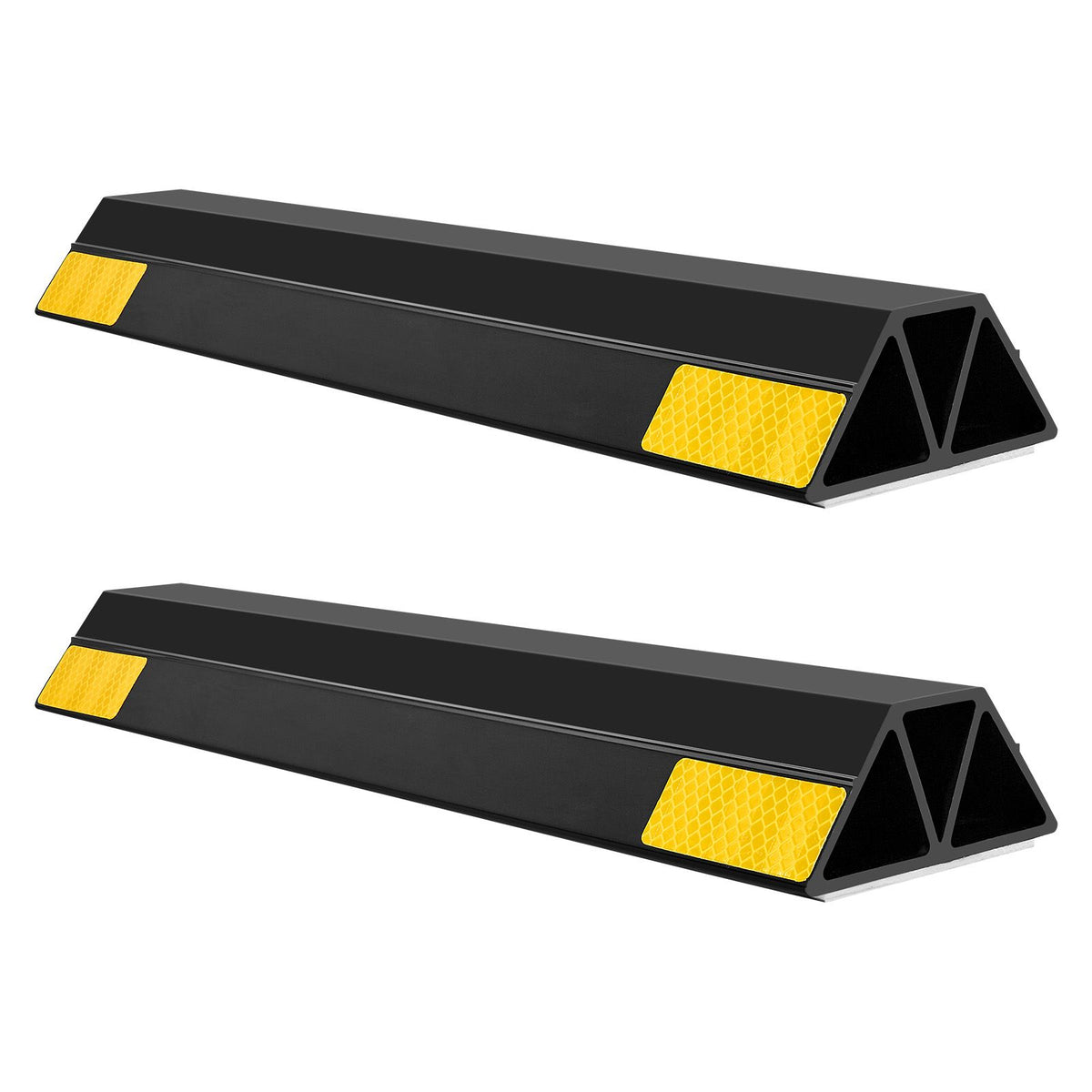 Parking Stopper, 406 mm 2 Pcs Heavy Duty Parking Aid for Garage, PP Curb Garage Floor Stopper with Reflective Strips, Vehicles Gadgets for Cars Vans Trucks Tire Wheel Guide Block Stops Bumpers