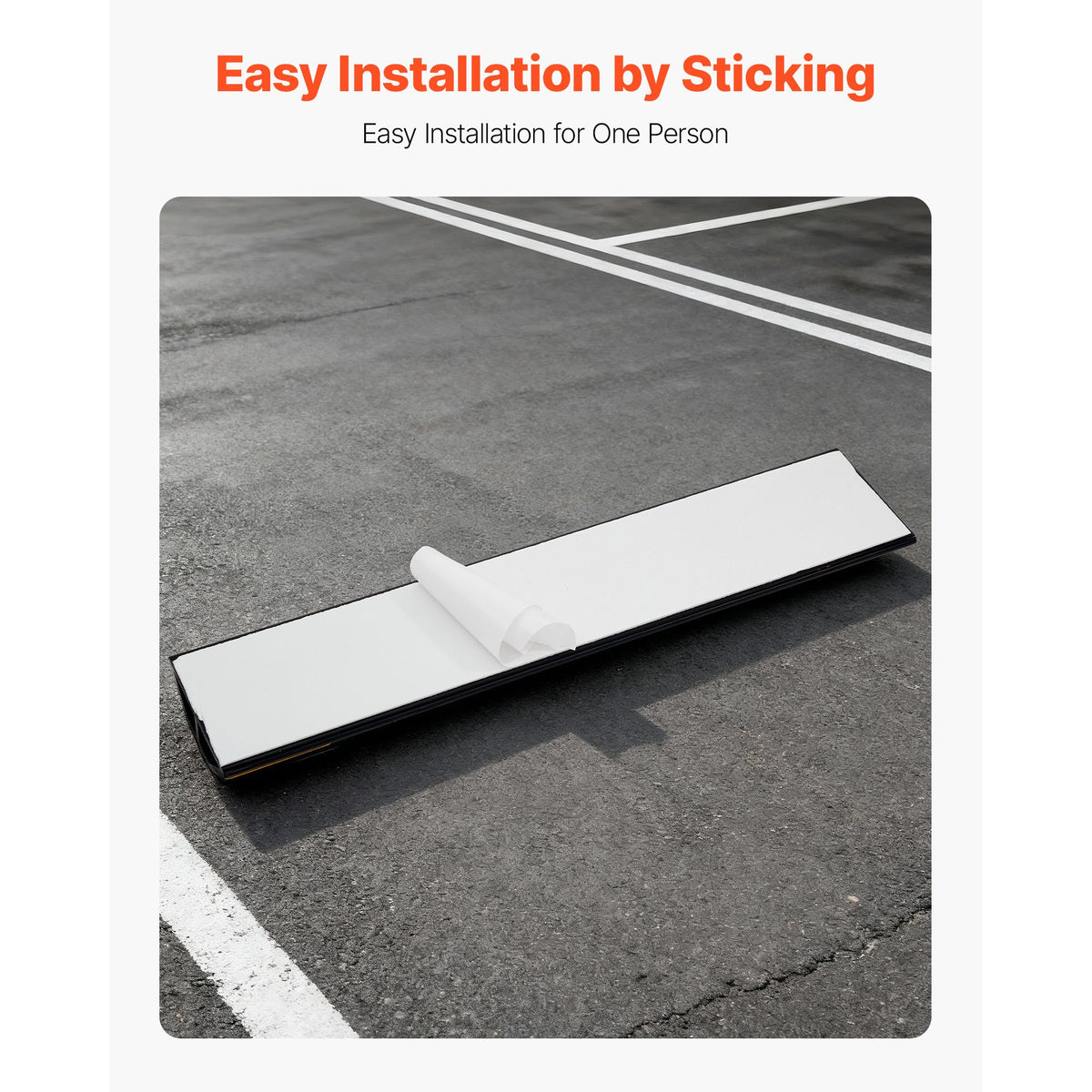 Parking Stopper, 446 mm 2 Pcs Heavy Duty Parking Aid for Garage, PP Curb Garage Floor Stopper with Reflective Strips, Vehicles Gadgets for Cars Vans Trucks Tire Wheel Guide Block Stops Bumpers