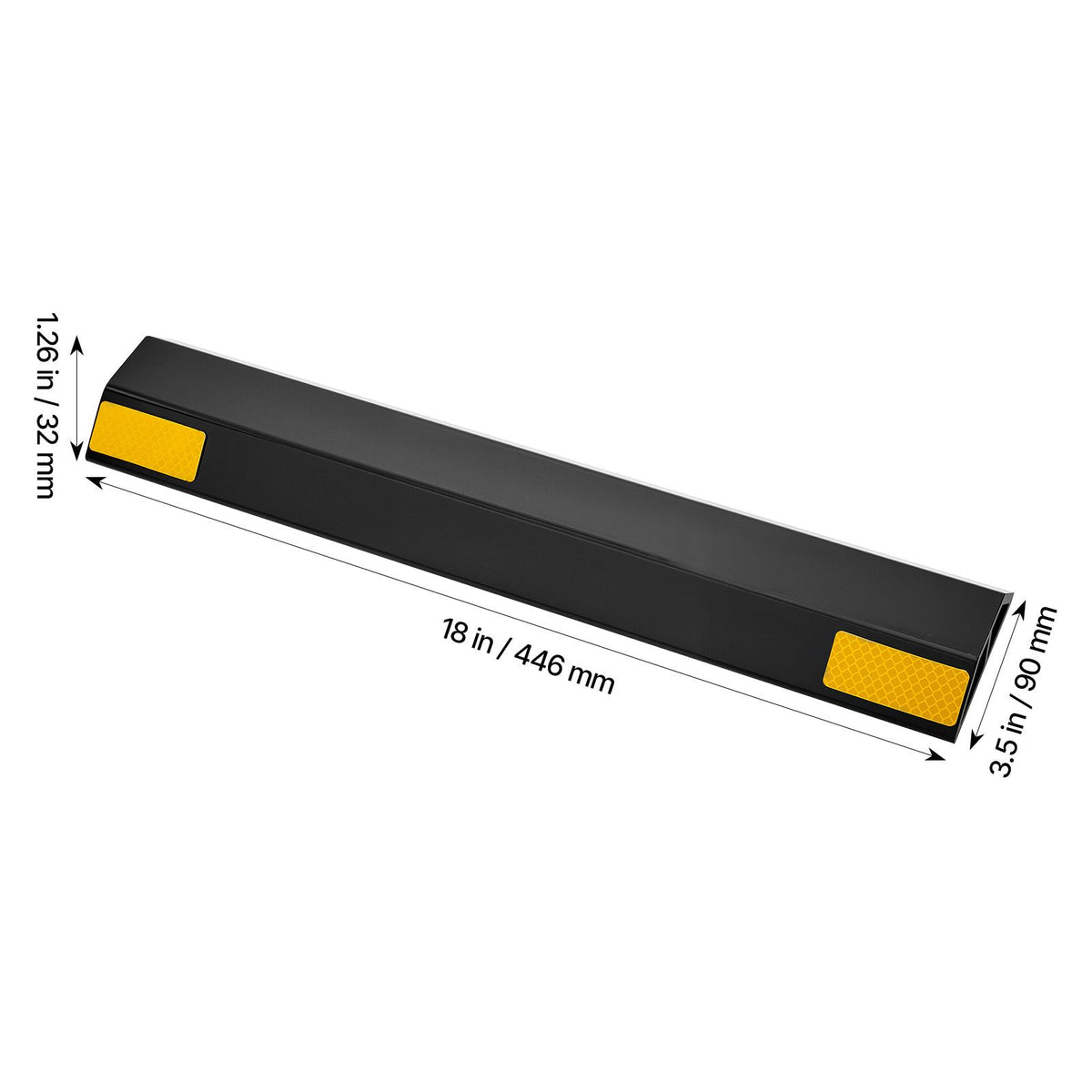 Parking Stopper, 446 mm 2 Pcs Heavy Duty Parking Aid for Garage, PP Curb Garage Floor Stopper with Reflective Strips, Vehicles Gadgets for Cars Vans Trucks Tire Wheel Guide Block Stops Bumpers