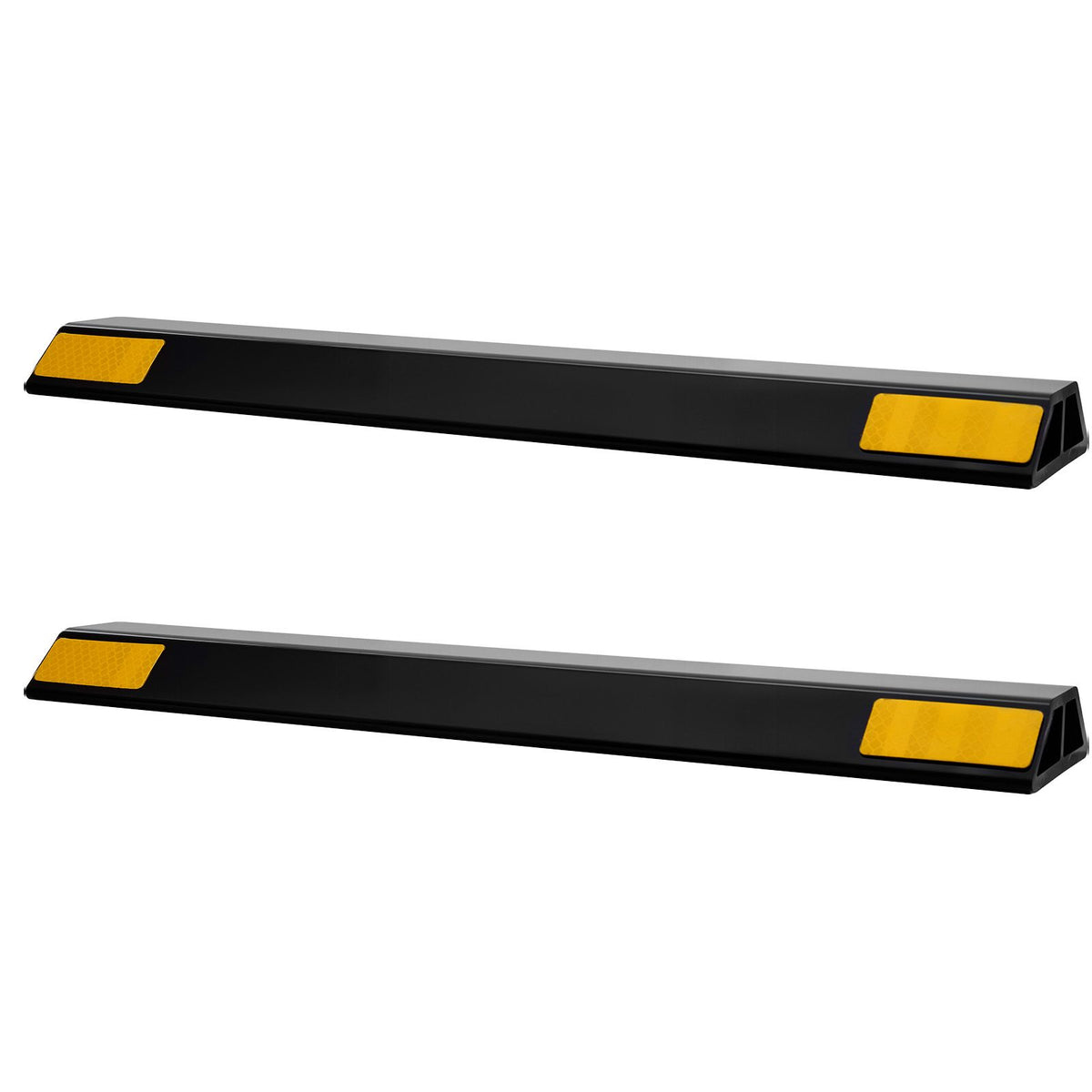 Parking Stopper, 446 mm 2 Pcs Heavy Duty Parking Aid for Garage, PP Curb Garage Floor Stopper with Reflective Strips, Vehicles Gadgets for Cars Vans Trucks Tire Wheel Guide Block Stops Bumpers